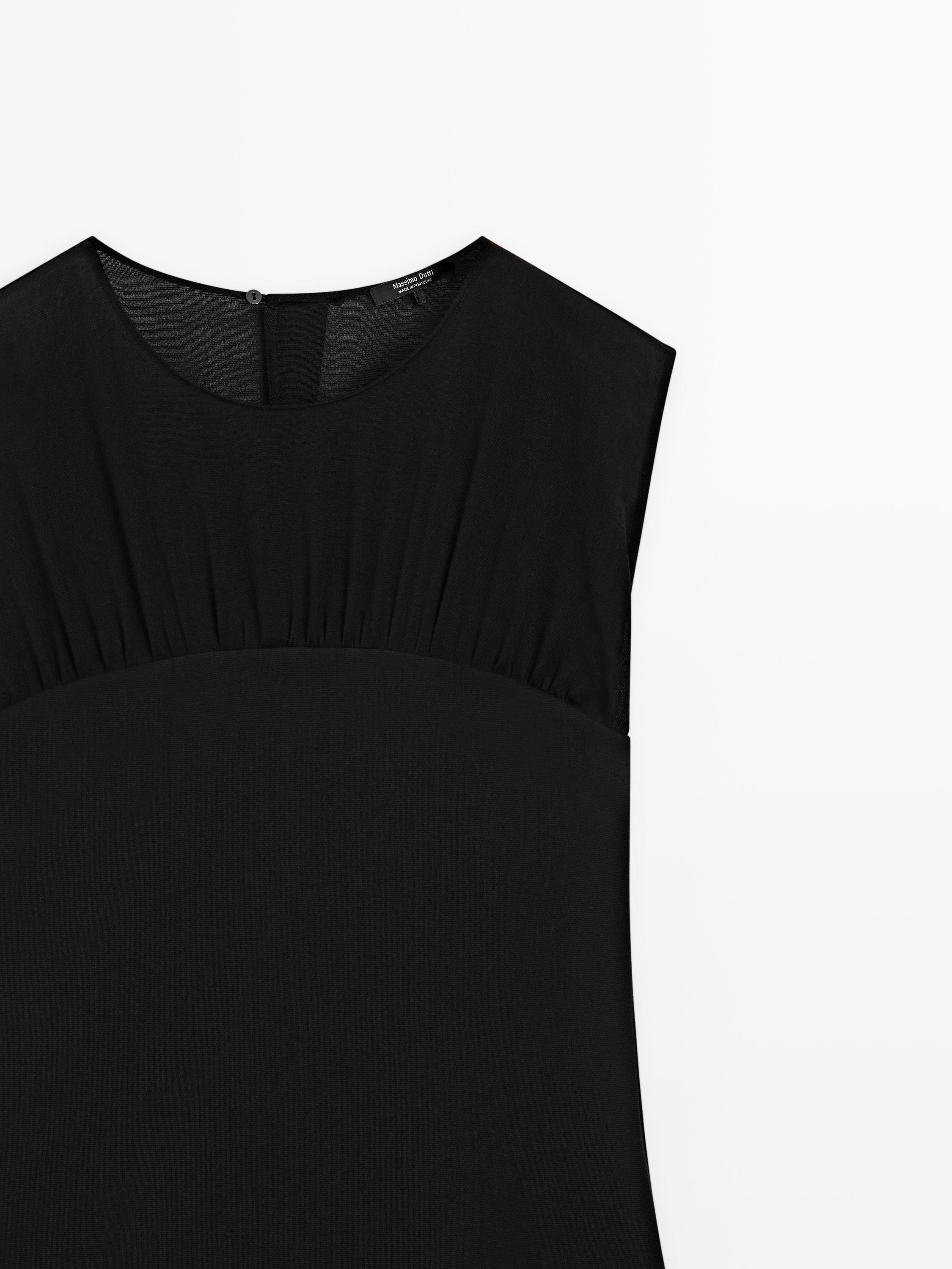 Contrast semi-sheer midi dress